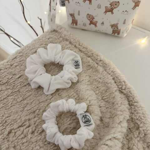 Scrunchie, kímélő hajgumi - Hófehér
